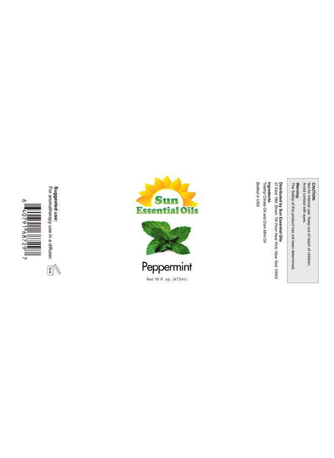 Sun Essential Oils - Sun Essential Oils - Peppermint Essential Oil 16oz for Aromatherapy, Diffuser, Ease Pain, Improves Sleep - Peppermint Fragrance Oil for Candle Making - Peppermint Oil for Diffuser - Aromatherapy Oil - Image 1