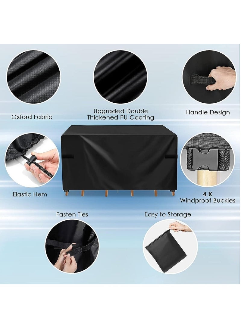 SKY-TOUCH Patio Furniture Cover 250x200 cm, outdoor table and chair set covers, dust-proof and UV-resistant garden furniture set cover, heavy-duty Oxford fabric furniture covers (Black)  - Image 3