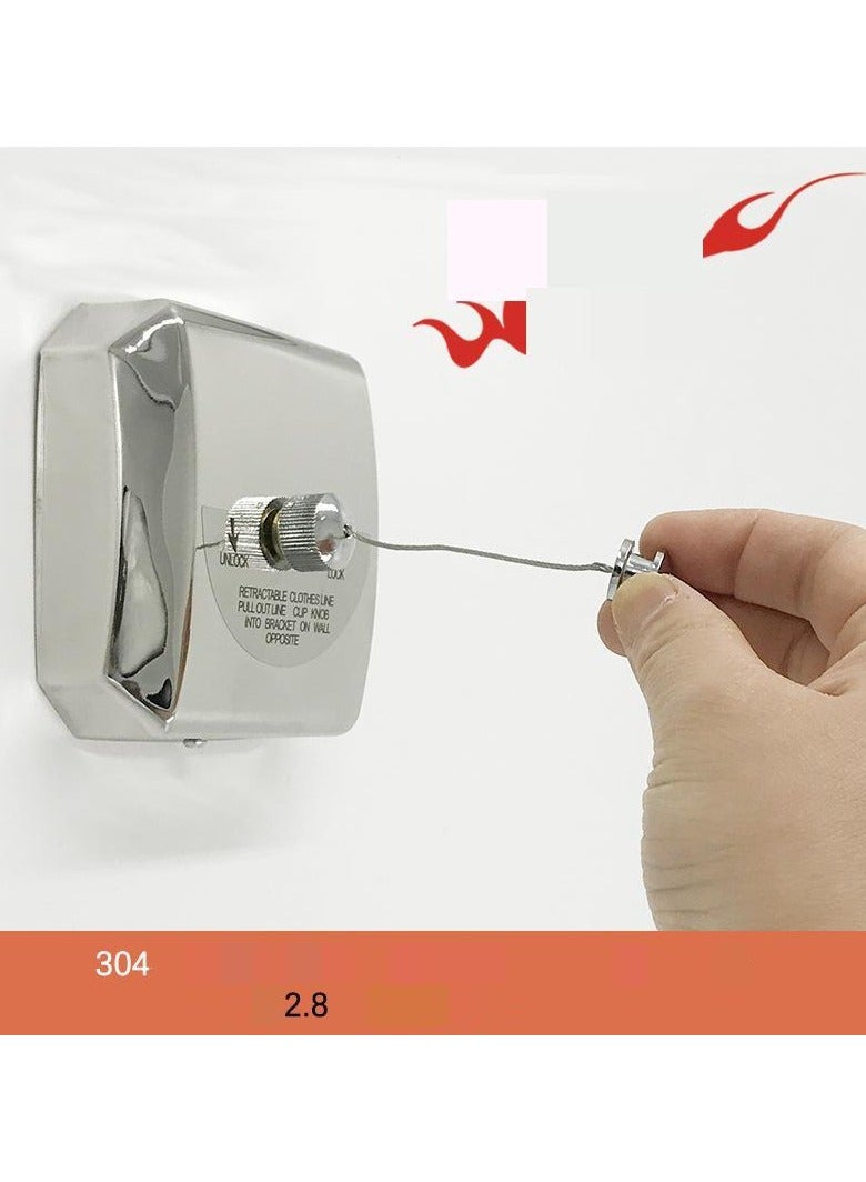 Loquat Stainless Steel Wall Mounted Clothes Line(2.8 meters square steel wire rope with pulley)