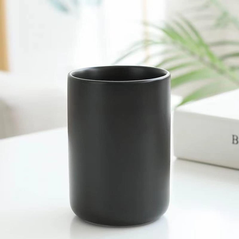 RabyLeo Japanese Simple Black and White Style, handleless Ceramic Mug, Tea Cup, Toothbrush Holder, Coffee Cups (Black) - Image 4