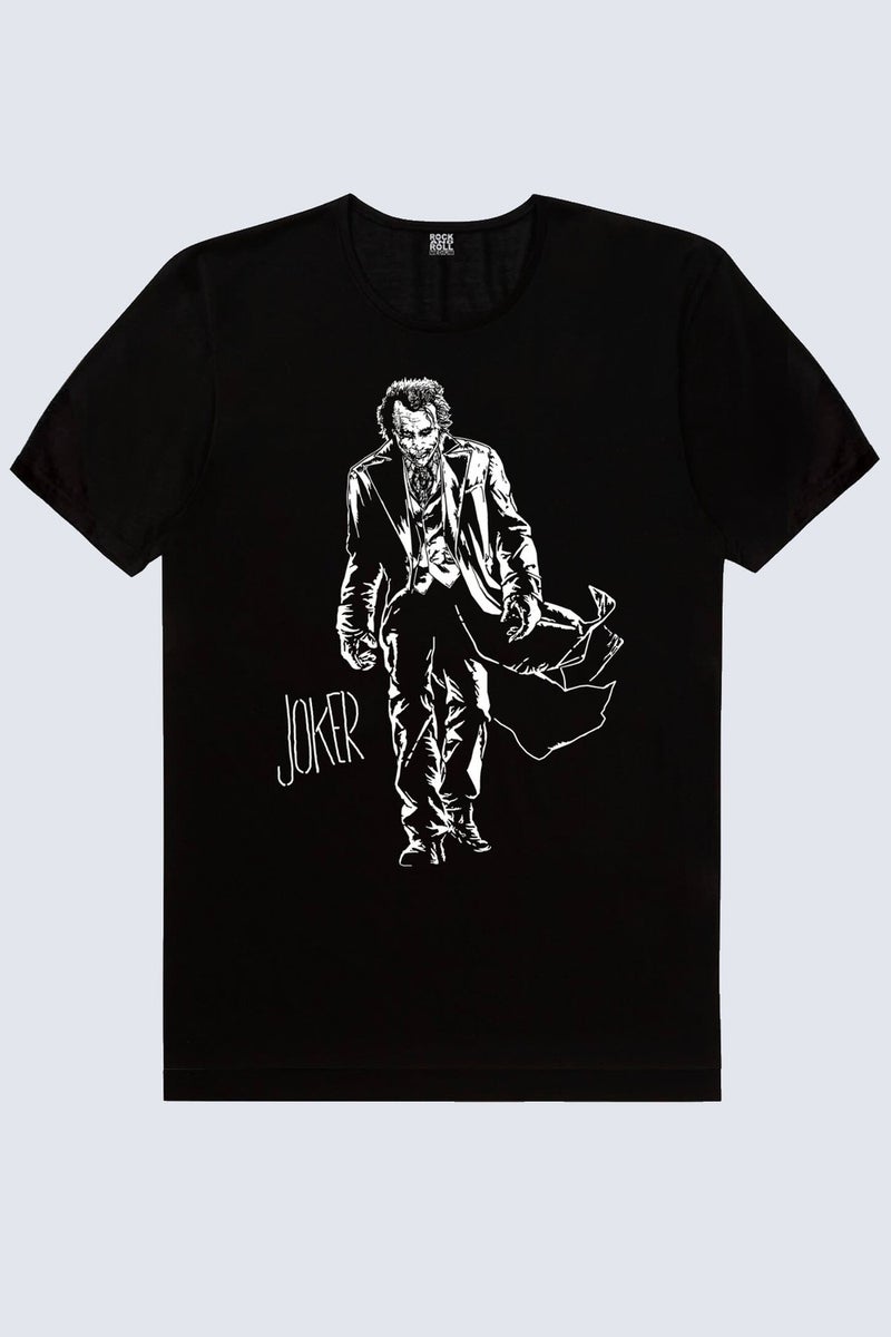 Joker with Coat Black Short Sleeve Men's T-Shirt