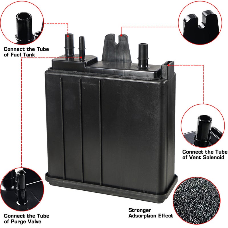 Vapors Canister Black High-Quality Plastic & Carbon Material - Strong Absorption Fuel Vapor Control Valve for Engine Fuel System Replacement Fits 911-199 22963841 215-464 - Image 3