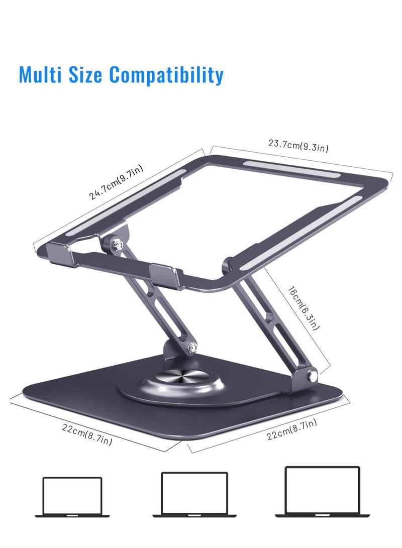 Laptop Stand for Desk, 360° Rotating Base, Ergonomic Aluminium Laptop Stand for Desk, Compatible with MacBook Air/Pro and Other 10-17 Inch Laptop Holder (Grey) - Image 4