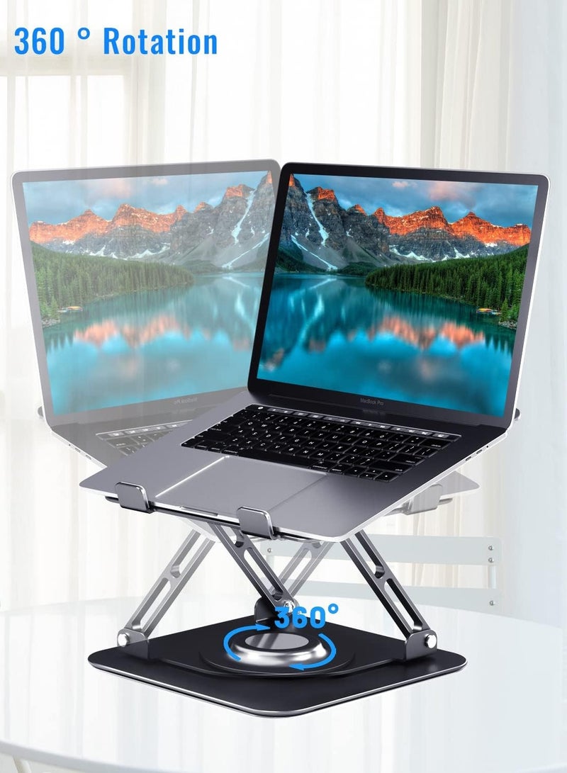 Laptop Stand for Desk, 360° Rotating Base, Ergonomic Aluminium Laptop Stand for Desk, Compatible with MacBook Air/Pro and Other 10-17 Inch Laptop Holder (Grey) - Image 5