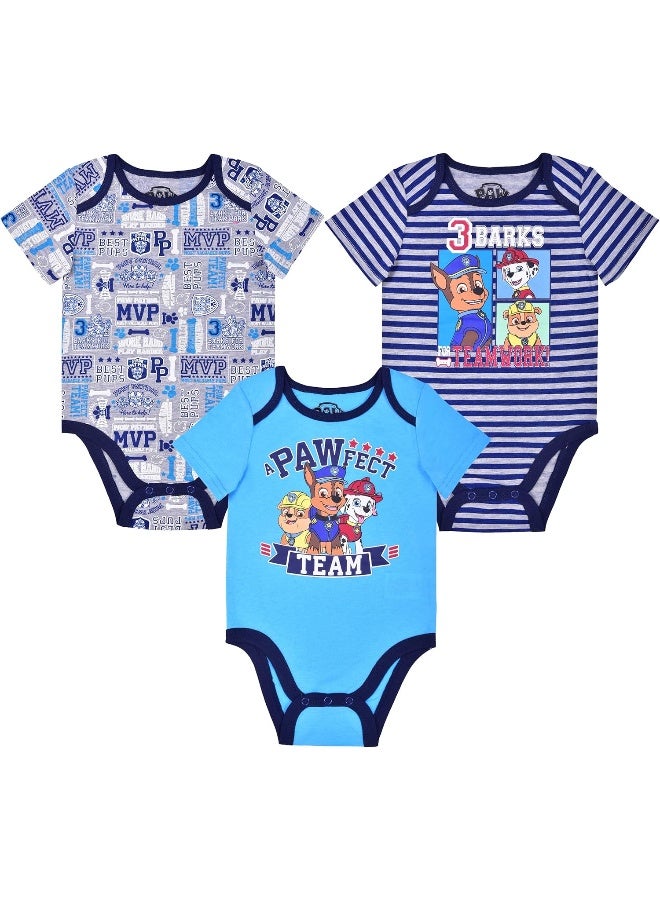 PAW PATROL Nickelodeon Boy's 3-Pack Paw Patrol Baby Creeper Set  - Image 1