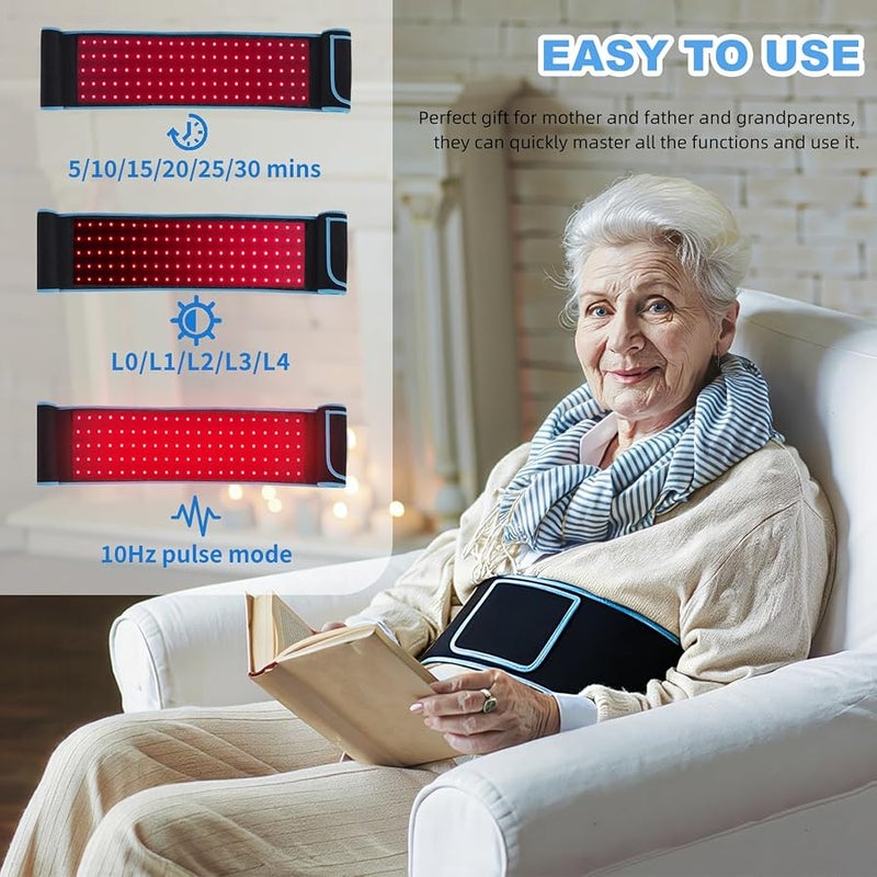 feangli Red Light Therapy Belt Device for Body Pain Relief,Near Infrared LED Red Light Lipo Belt,Flexible Wearable Wrap Deep Therapy Pad for Waist Back Shoulder Joints - Image 5