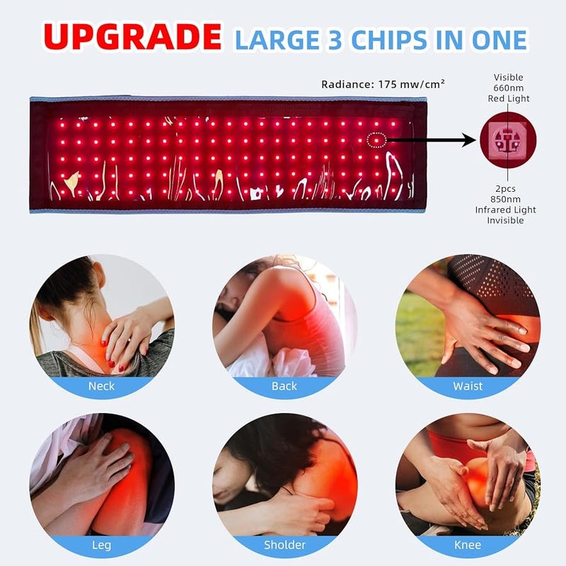 feangli Red Light Therapy Belt Device for Body Pain Relief,Near Infrared LED Red Light Lipo Belt,Flexible Wearable Wrap Deep Therapy Pad for Waist Back Shoulder Joints - Image 3