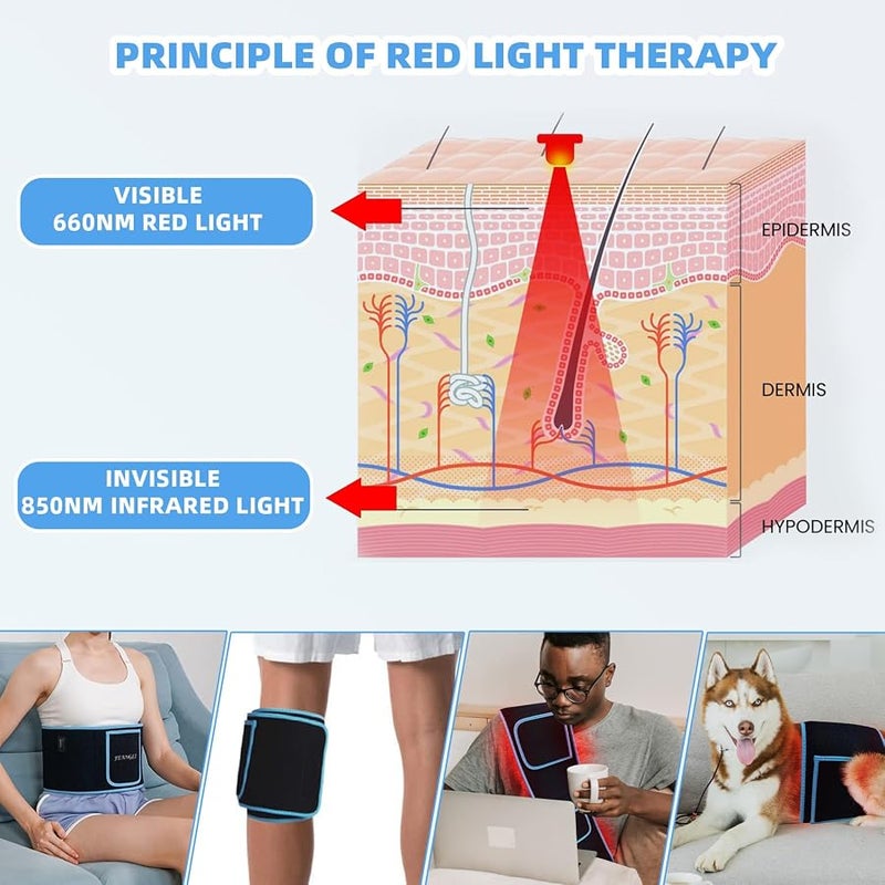 feangli Red Light Therapy Belt Device for Body Pain Relief,Near Infrared LED Red Light Lipo Belt,Flexible Wearable Wrap Deep Therapy Pad for Waist Back Shoulder Joints - Image 4