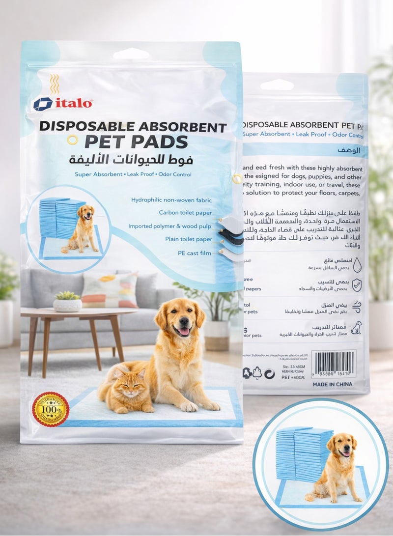 ITALO Disposable Absorbent Pet Pads | Super Absorbent Leak-Proof Training Pads for Dogs & Cats | Odor Control, Quick Dry, Multi-Layer Protection | Puppy Training, Indoor & Travel Use - Image 1