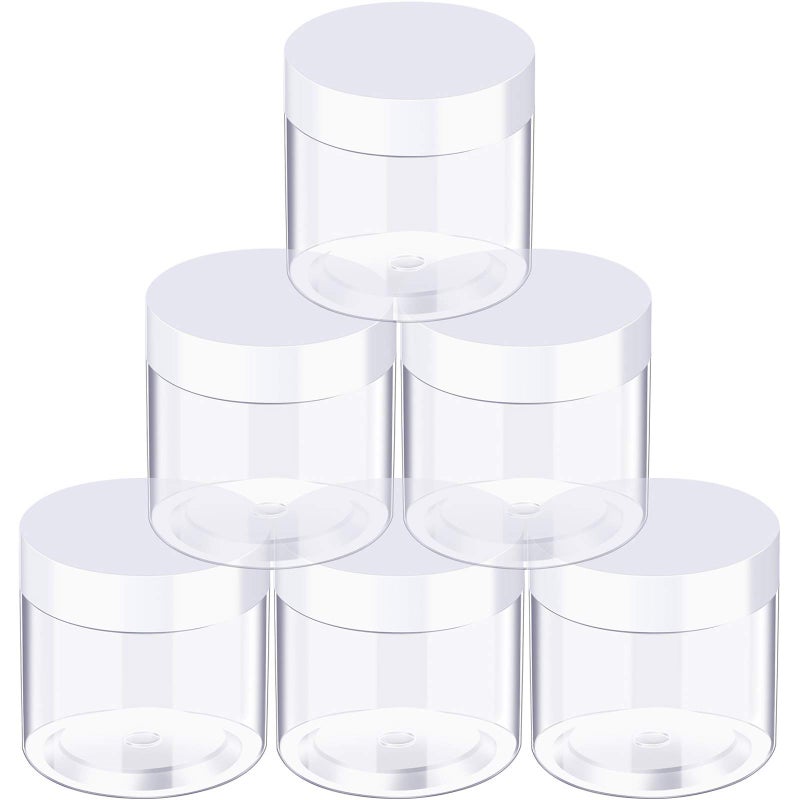 SATINIOR 6 Pack Plastic Cosmetic Jars Round Clear Container Jars with Lids Small Wide Mouth Airtight Leak Proof Container for Travel Storage Lotion Eye Shadow Nails Paint supply - Image 1