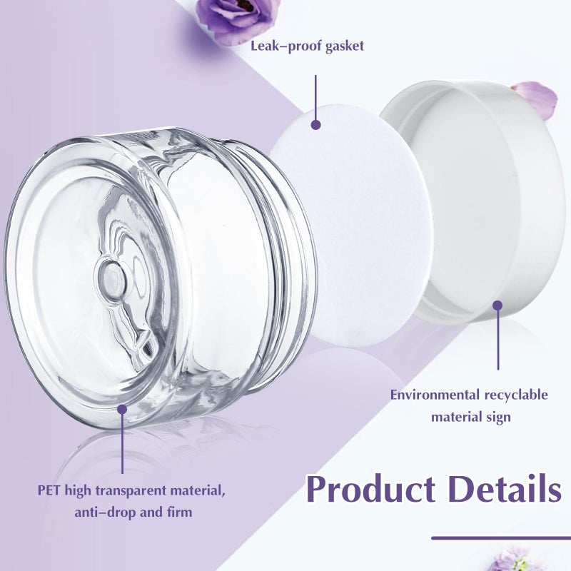 SATINIOR 6 Pack Plastic Cosmetic Jars Round Clear Container Jars with Lids Small Wide Mouth Airtight Leak Proof Container for Travel Storage Lotion Eye Shadow Nails Paint supply - Image 3