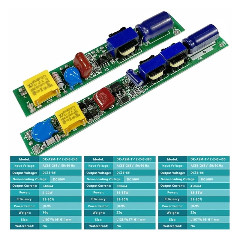 5PCS 18W 24W 36W Lighting Transformer 240mA 380mA 450mA LED Drive Power 90V-260V Suitable for 0.6M 0.9M 1.2M 1.5M T5 T8 T10 lamp(450mA) - Image 3