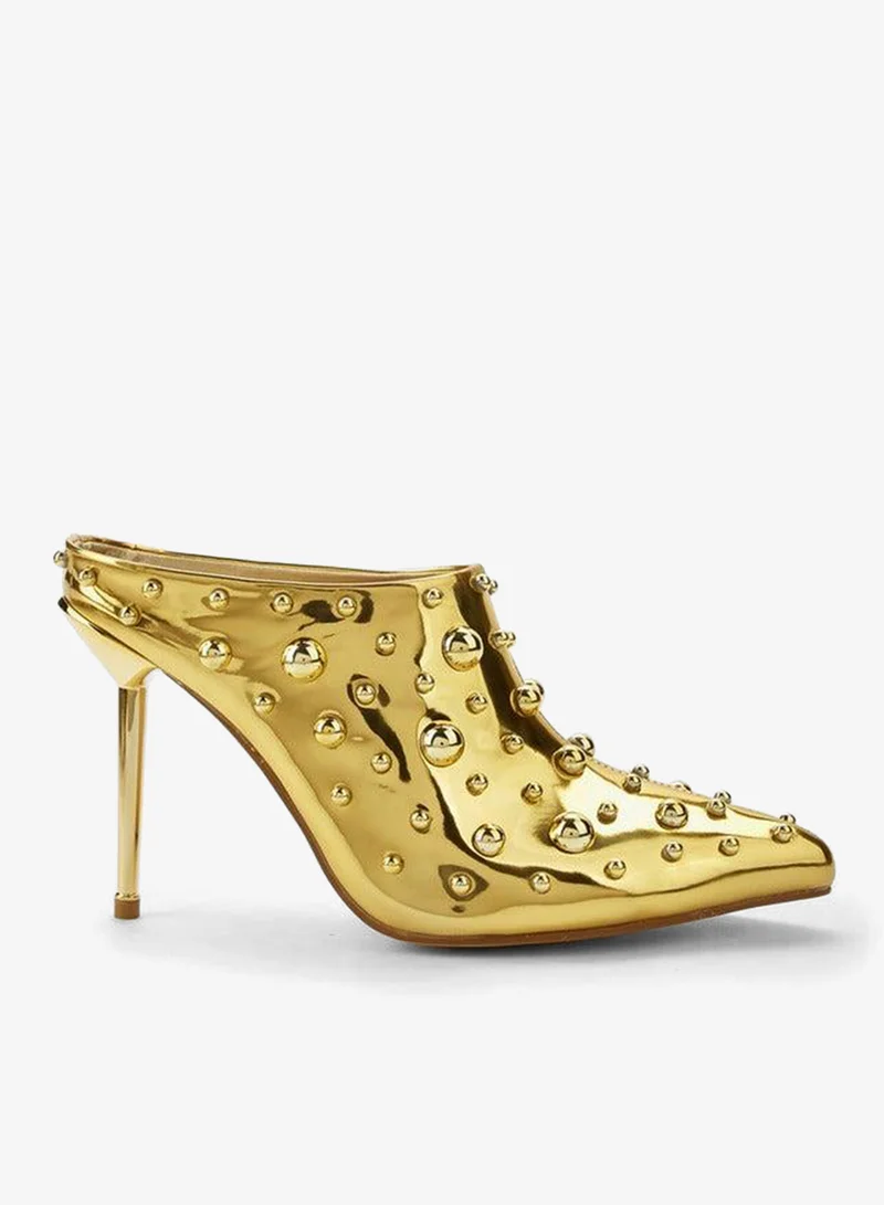 Celeste Women Studded Stiletto Heel Mules