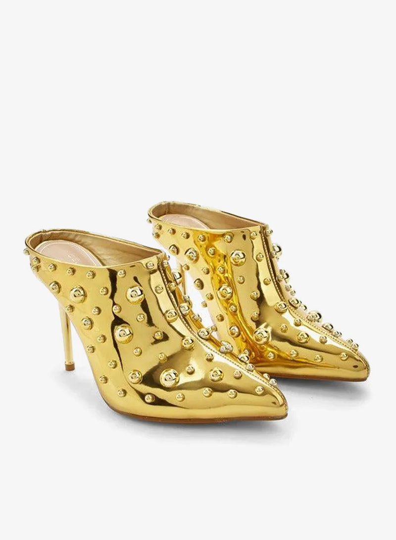 Celeste Gold Women Studded Stiletto Heel Mules for Women | Best Price UAE