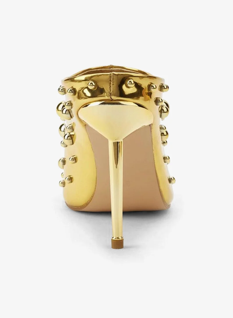 Celeste Gold Women Studded Stiletto Heel Mules for Women | Best Price UAE