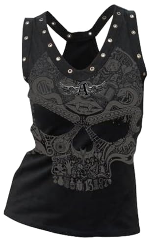 Fensajomon Skull Shirt for Women Tank Top Sleeveless Workout Summer Printed Loose Running T-Shirt S - Image 1