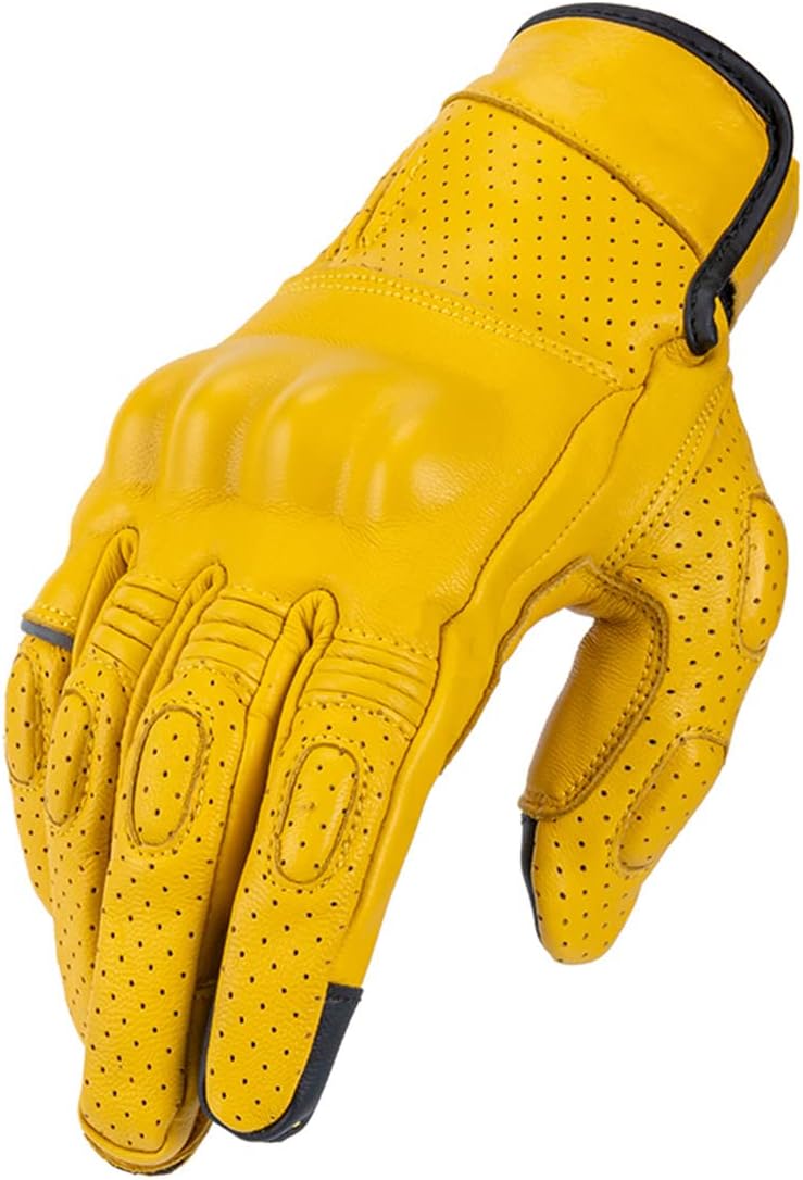 VCOROS VG20 Genuine Leather Touchscreen Motorcycle Gloves for Adults - Yellow - Image 1