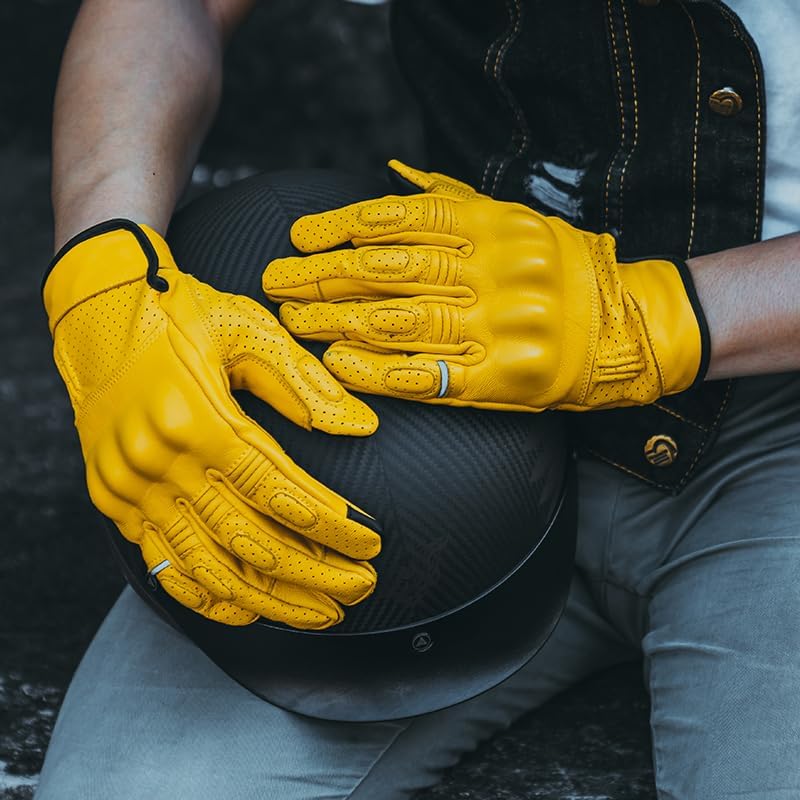 VCOROS VG20 Genuine Leather Touchscreen Motorcycle Gloves for Adults - Yellow - Image 2