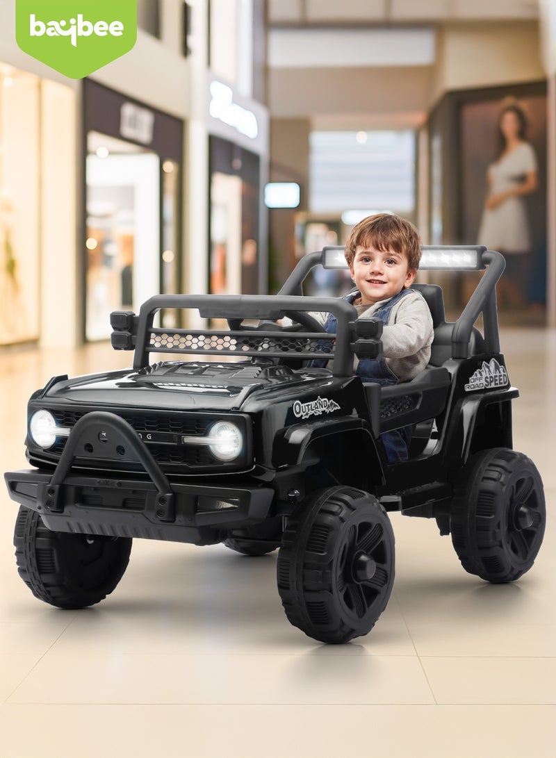 بيبي سيارة جيب راجنور تعمل بالبطارية للأطفال، سيارة قابلة لإعادة الشحن مع موسيقى وإضاءة ليد، سيارة جيب للأطفال، سيارة كبيرة للأطفال، سيارة كهربائية للأطفال، لون أسود - Image 3