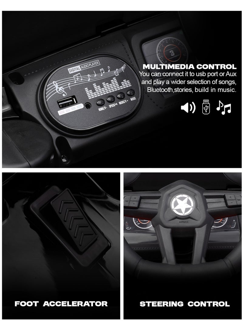 بيبي سيارة جيب راجنور تعمل بالبطارية للأطفال، سيارة قابلة لإعادة الشحن مع موسيقى وإضاءة ليد، سيارة جيب للأطفال، سيارة كبيرة للأطفال، سيارة كهربائية للأطفال، لون أسود - Image 5