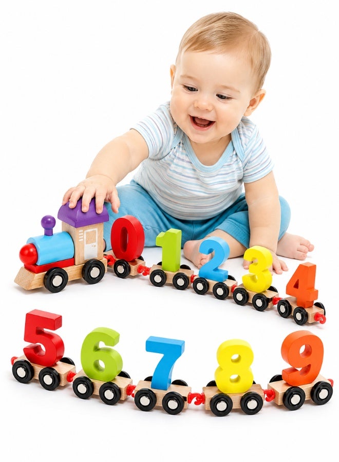 TOY GARDEN Magnetic Number Train Toy Set – 10-Piece Train Engines 0–9 with Storage Bag – Compatible with Major Track Brands – Educational Train Toys for Toddlers Boys & Girls - Image 1
