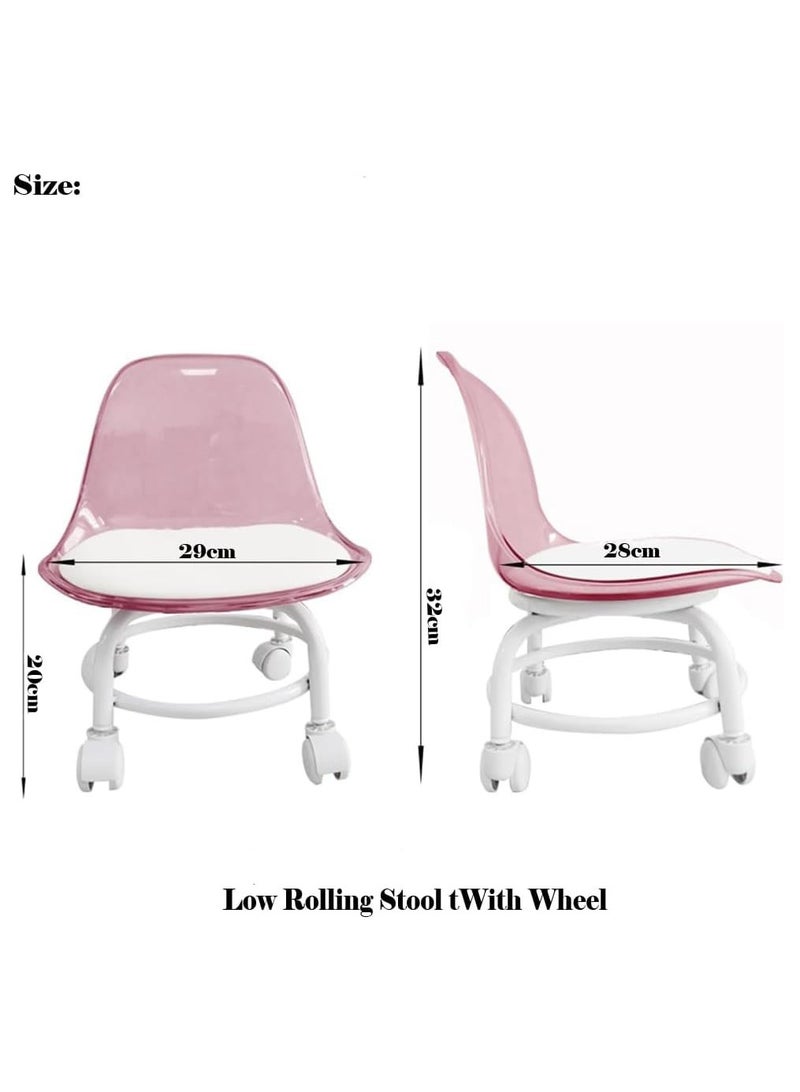 HOME TASTE Multipurpose Rolling Stool with Wheels & Backrest – 360° Swivel PU Leather Seat with Acrylic Support for Home, Office, Salon & More  - Image 2