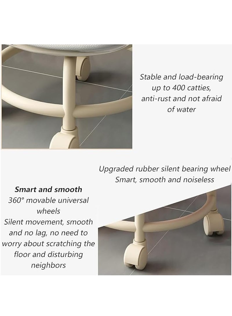 HOME TASTE Multipurpose Rolling Stool with Wheels & Backrest – 360° Swivel PU Leather Seat with Acrylic Support for Home, Office, Salon & More  - Image 4