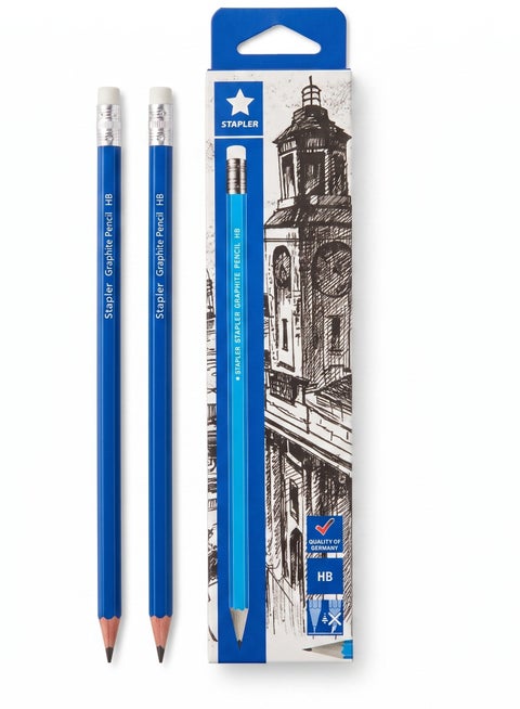 High Quality HB Graphite Wooden Lead Pencils with Eraser Blue 12-Piece Set 510.20