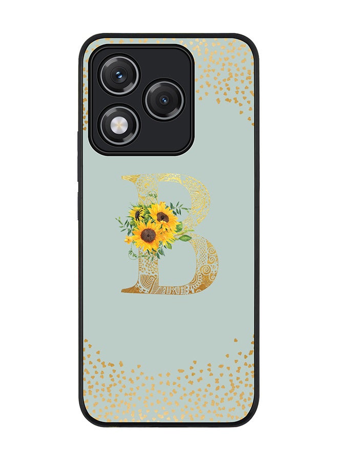 For Honor 400 Lite Case,Slim fit Camera Protection, Shockproof Thin Phone cover  - Custom Floral Monogram - B  (Light Grey )