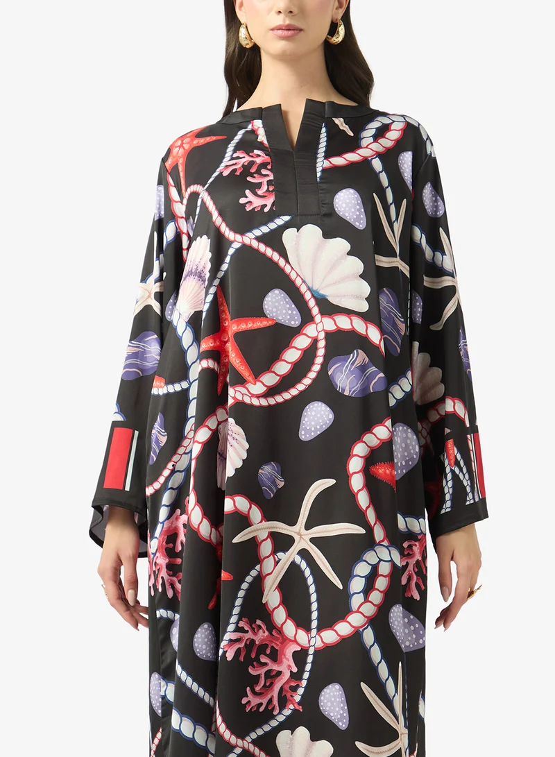 FYOR  Timeless Chain Print Kaftan Dress for Women | Best Price UAE