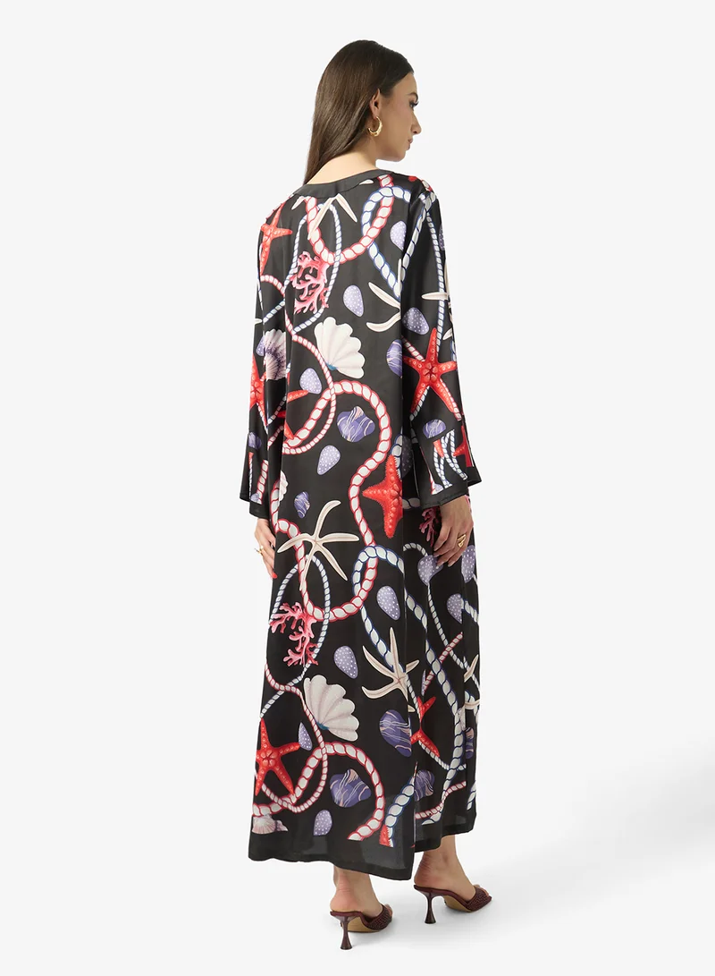 FYOR  Timeless Chain Print Kaftan Dress for Women | Best Price UAE