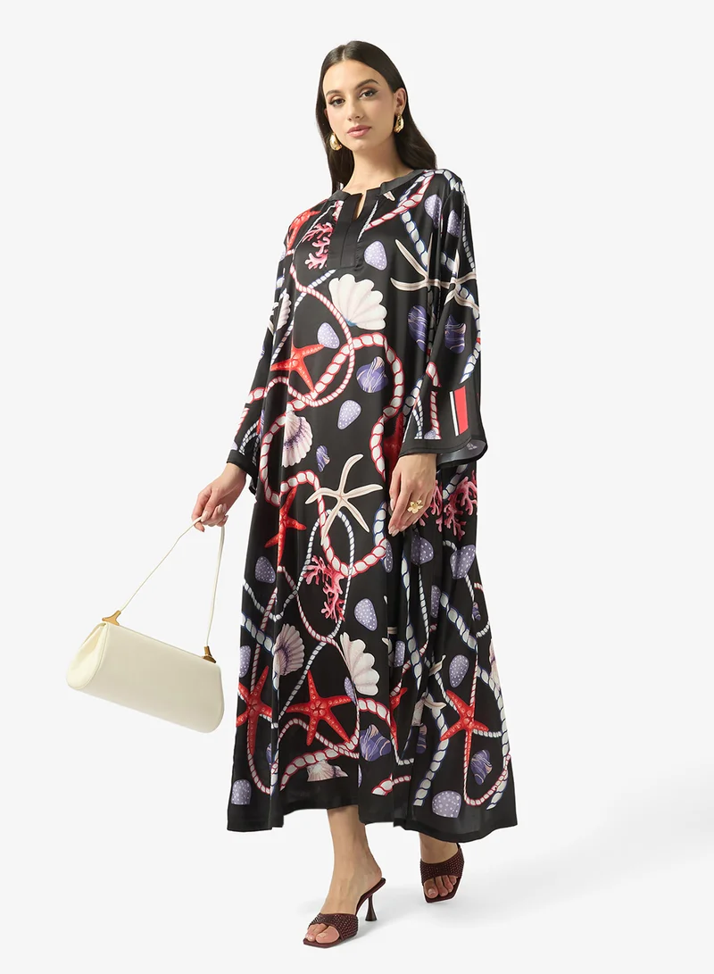 FYOR  Timeless Chain Print Kaftan Dress for Women | Best Price UAE