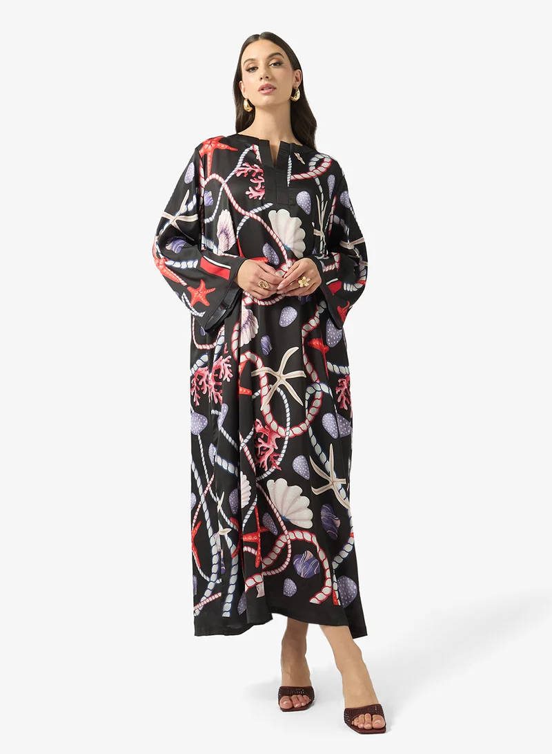 FYOR  Timeless Chain Print Kaftan Dress for Women | Best Price UAE
