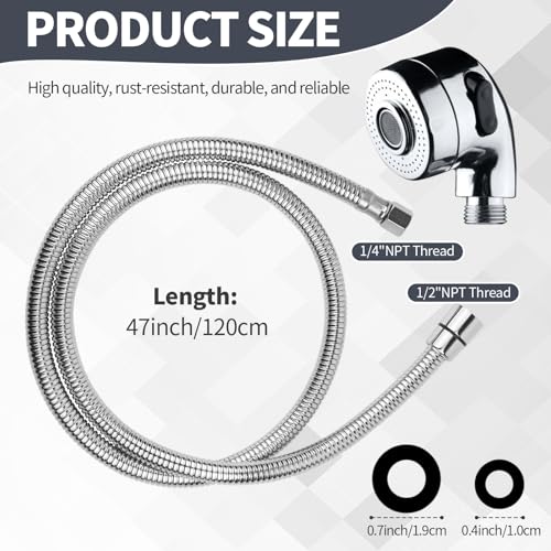 EVERDIJ 2Sets Silver Shampoo Bowl Hose and Sprayer 14 Nut Stainless Steel Sink Hose Attachment Professional Salon Sink Hose and Sprayer for Salon Sink Salon Shampoo Bowl - Image 3