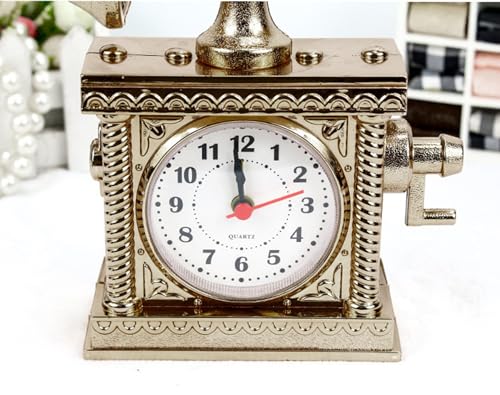 Spiaty Plastic Telephone Analog Desk Alarm Clock, Bronze, 16.5 Cm - Image 4
