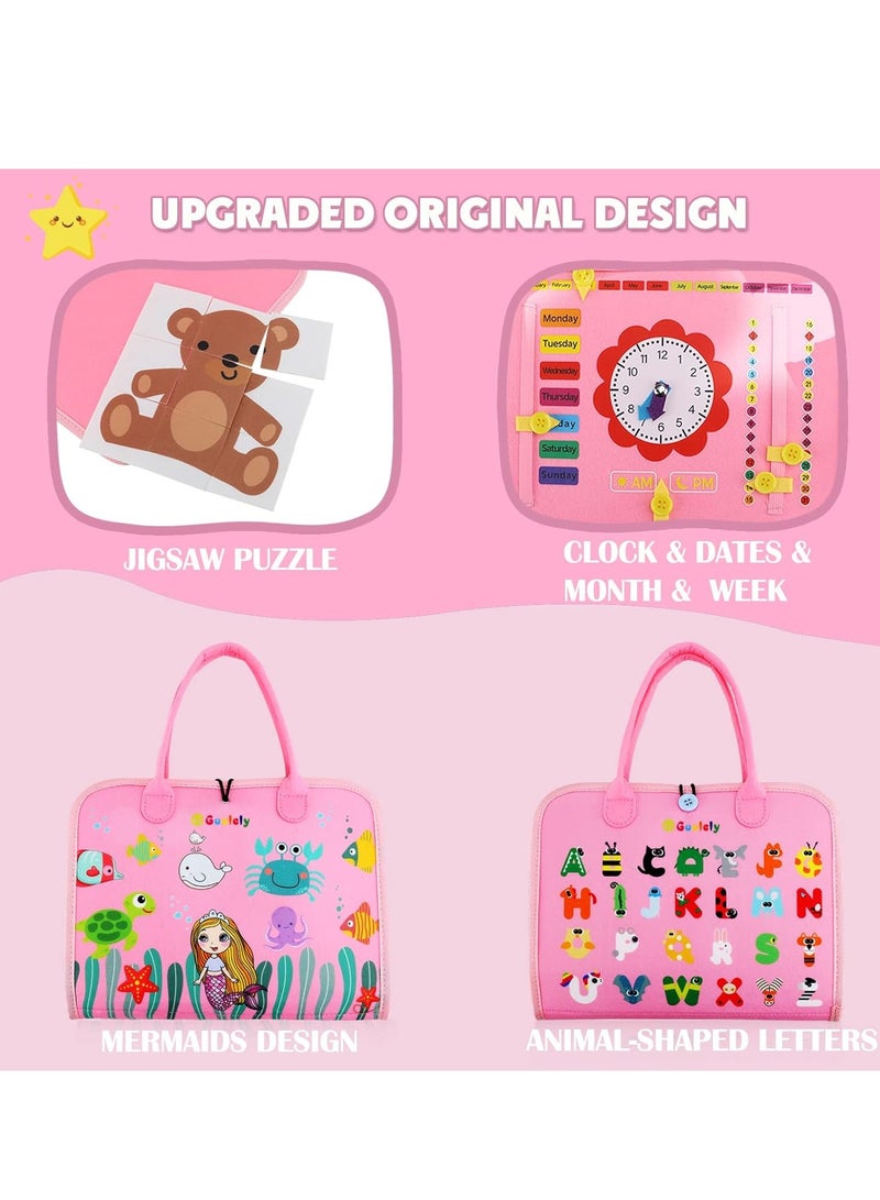 Busy Board Montessori Toy for 1 2 3 4 Year Old Toddlers - Educational Activity Developing Sensory Board for Basic Dress Fine Motor Skills - Travel Toys for Plane Car, Gift for Boys Girls - Image 2