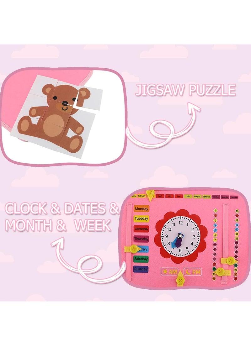 Busy Board Montessori Toy for 1 2 3 4 Year Old Toddlers - Educational Activity Developing Sensory Board for Basic Dress Fine Motor Skills - Travel Toys for Plane Car, Gift for Boys Girls - Image 3