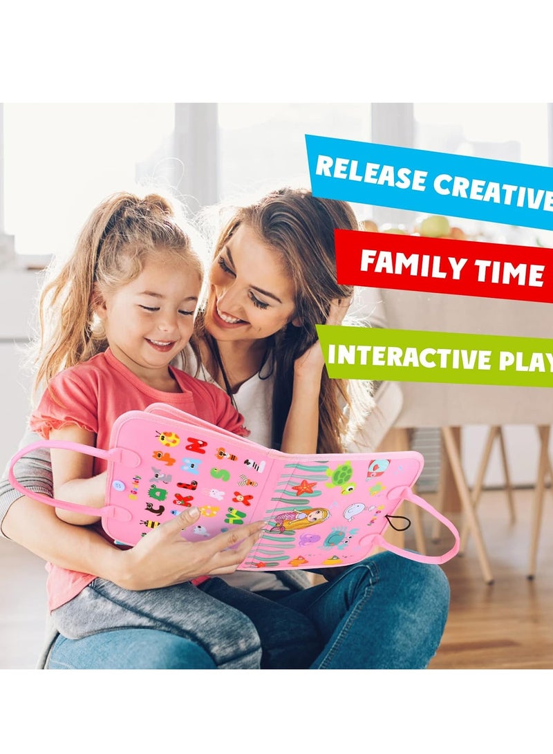 Busy Board Montessori Toy for 1 2 3 4 Year Old Toddlers - Educational Activity Developing Sensory Board for Basic Dress Fine Motor Skills - Travel Toys for Plane Car, Gift for Boys Girls - Image 4