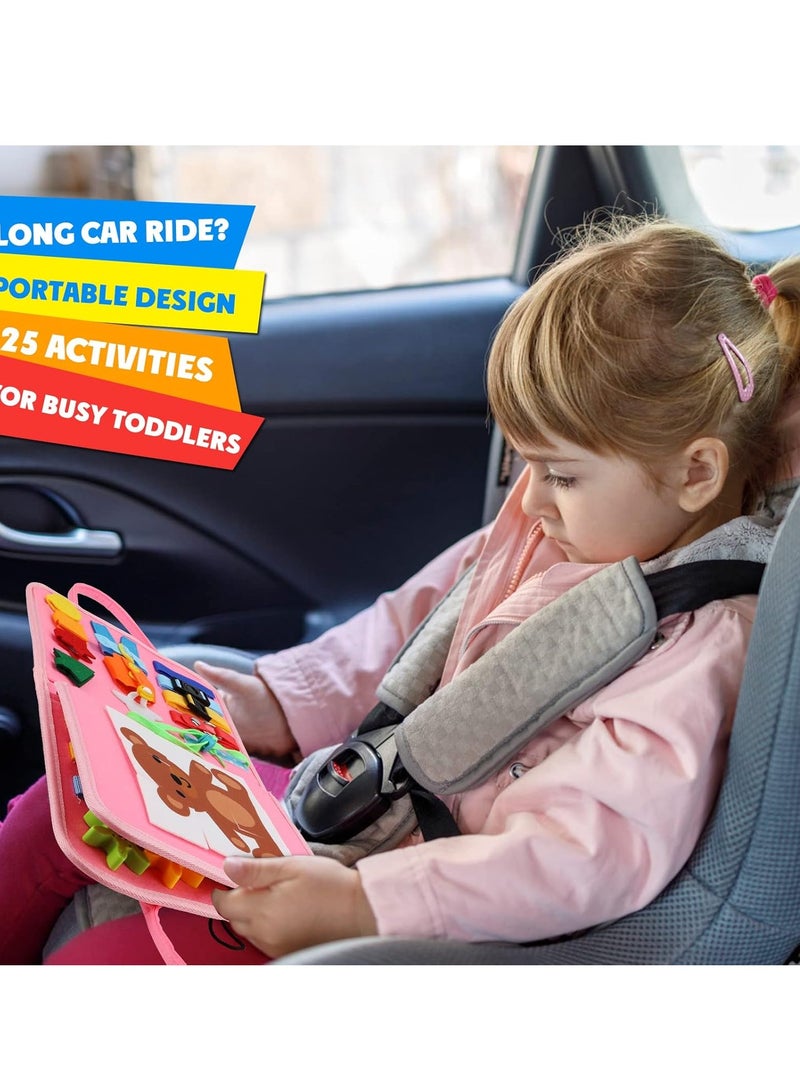 Busy Board Montessori Toy for 1 2 3 4 Year Old Toddlers - Educational Activity Developing Sensory Board for Basic Dress Fine Motor Skills - Travel Toys for Plane Car, Gift for Boys Girls - Image 5