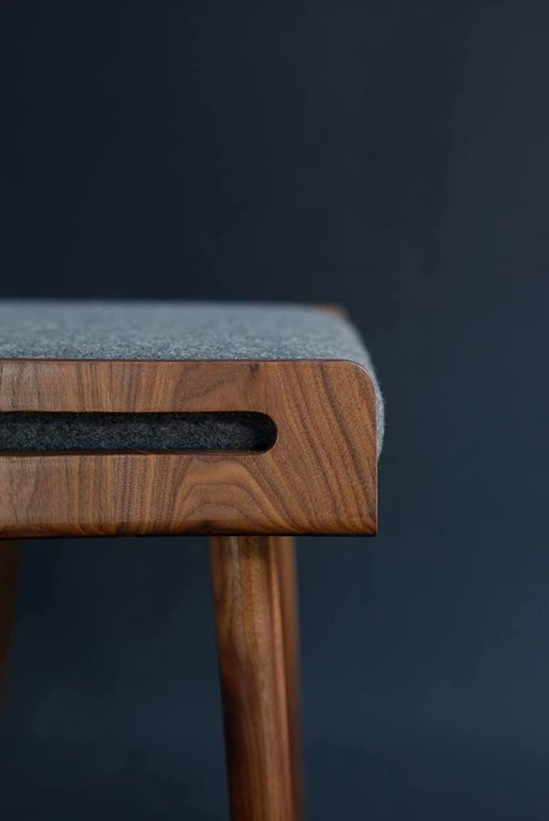 IThree Solid sheesham Wood Furniture Stool/Seat/Ottoman/Bench in Solid Sheesham Wood Stool with Cushion | Sitting Chair with Handle Natural Finish - Image 3