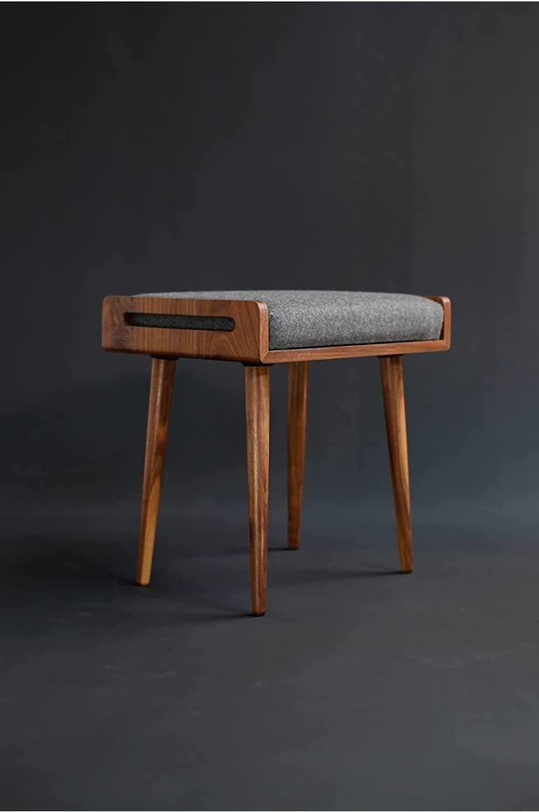 IThree Solid sheesham Wood Furniture Stool/Seat/Ottoman/Bench in Solid Sheesham Wood Stool with Cushion | Sitting Chair with Handle Natural Finish - Image 1