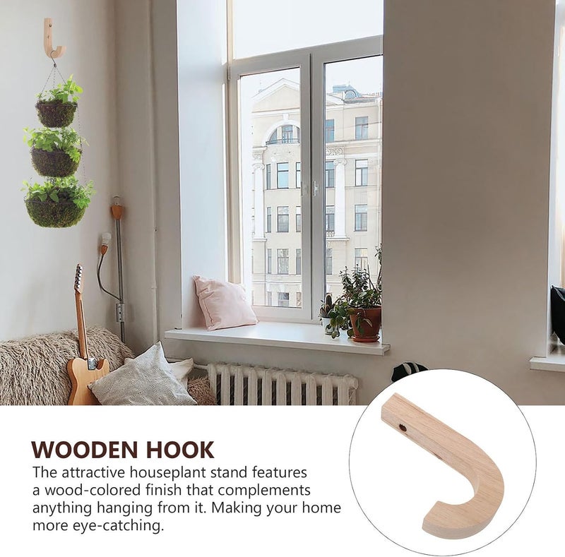 KICHOUSE Wooden Plant Hook Wall Mounted Hanging Bracket for Plants and Flower Pots Gardening for Indoor Outdoor Use Sturdy Wooden Wall Hook for Hanging Random Color - Image 3