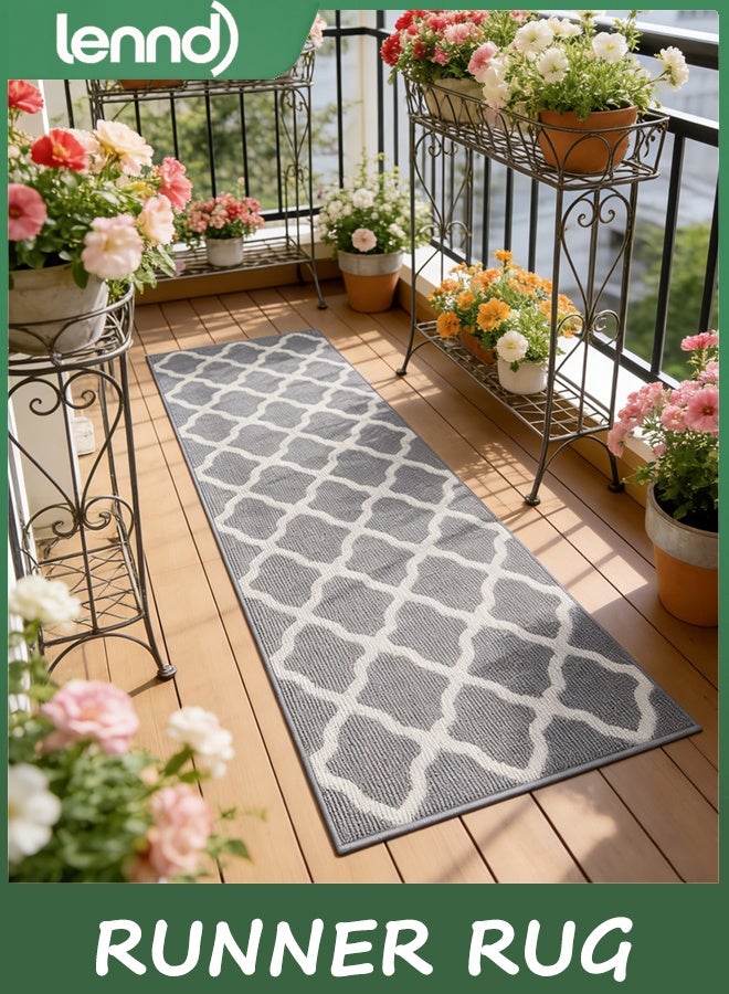 LENND Washable Runner Rug 40CM x 120CM Trapping Non Slip Rubber Backing Rug Runner Floor Mats Carpet Runners for Entryway Hallway Kitchen Garage Laundry Room, Light Gray - Image 2