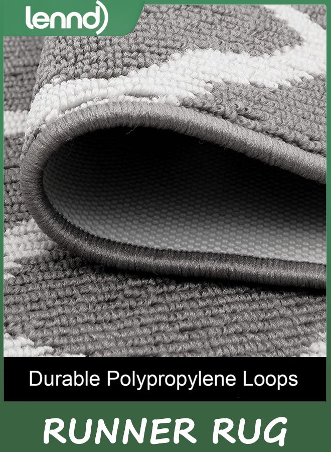 LENND Washable Runner Rug 40CM x 120CM Trapping Non Slip Rubber Backing Rug Runner Floor Mats Carpet Runners for Entryway Hallway Kitchen Garage Laundry Room, Light Gray - Image 5