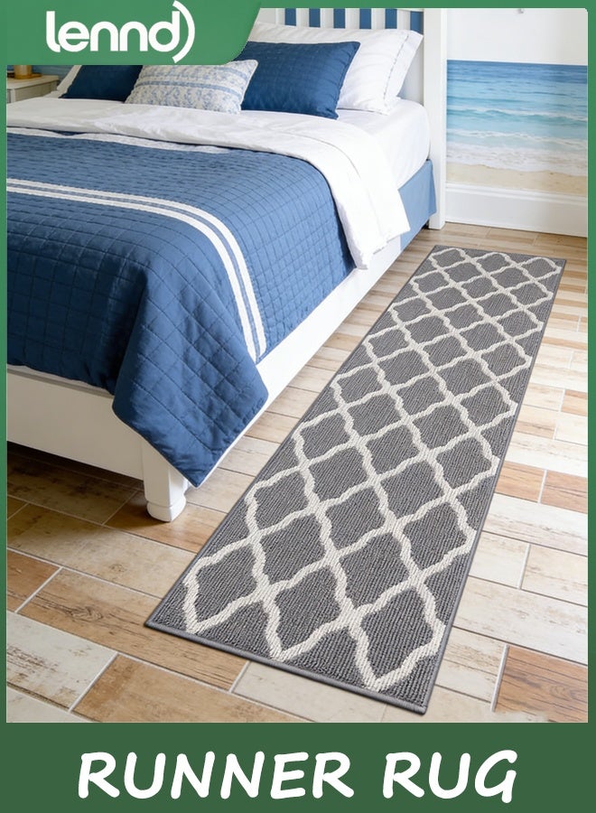 LENND Washable Runner Rug 40CM x 120CM Trapping Non Slip Rubber Backing Rug Runner Floor Mats Carpet Runners for Entryway Hallway Kitchen Garage Laundry Room, Light Gray - Image 3