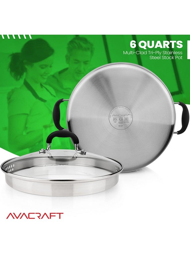 AVACraft وعاء طهي من الفولاذ المقاوم للصدأ ثلاثي الطبقات من AVACRAFT مع غطاء مصفاة زجاجي، وفتحتين جانبيتين، ومقبض مريح، وعاء متعدد الاستخدامات مع غطاء، وعاء صلصة، وعاء طهي (ثلاثي الطبقات كامل، 2.5 لتر) - Image 5