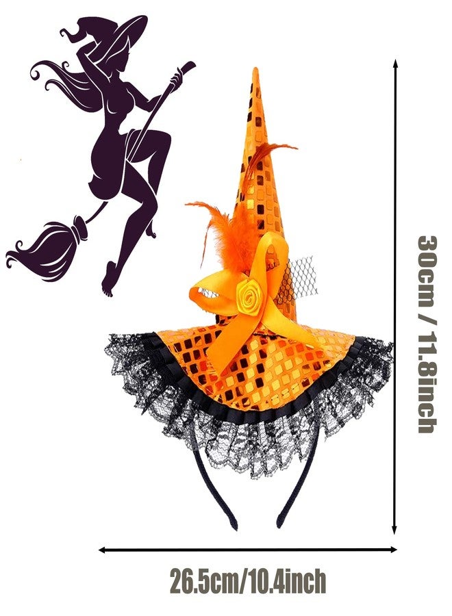 Oskrieel Sequins Witch Hat Headband Hair Hoop Headwear Accessories Sequins Halloween Decoration Hat for Hallowee 3 Pcs - Image 2