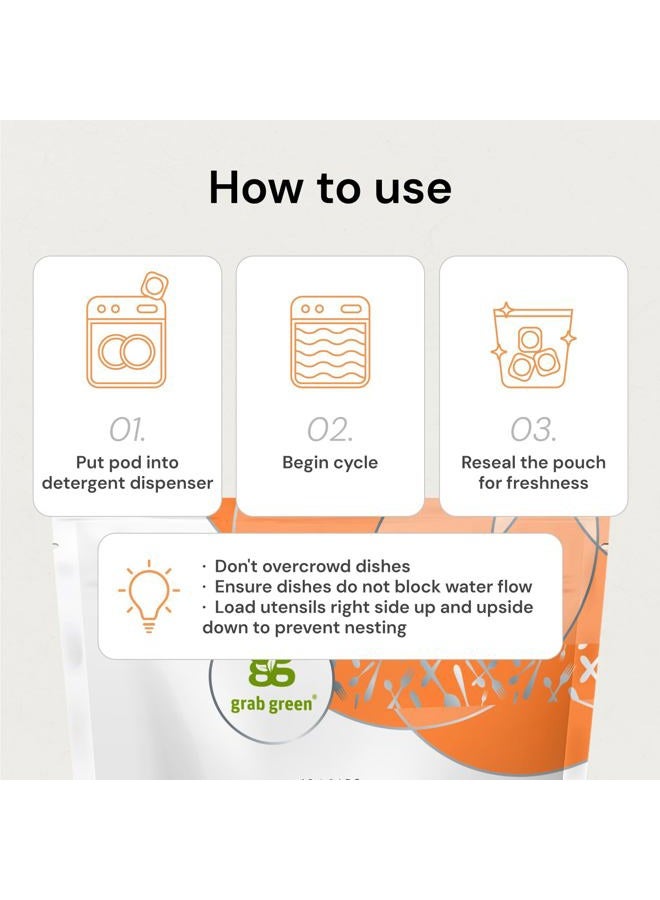 Grab Green Automatic Dishwashing Detergent Pods, 24 Count, Fragrance Free, Plant and Mineral Based, Superior Cleaning, Powerful Grease Removal, Brilliant Shine, Packaging May Vary - Image 5