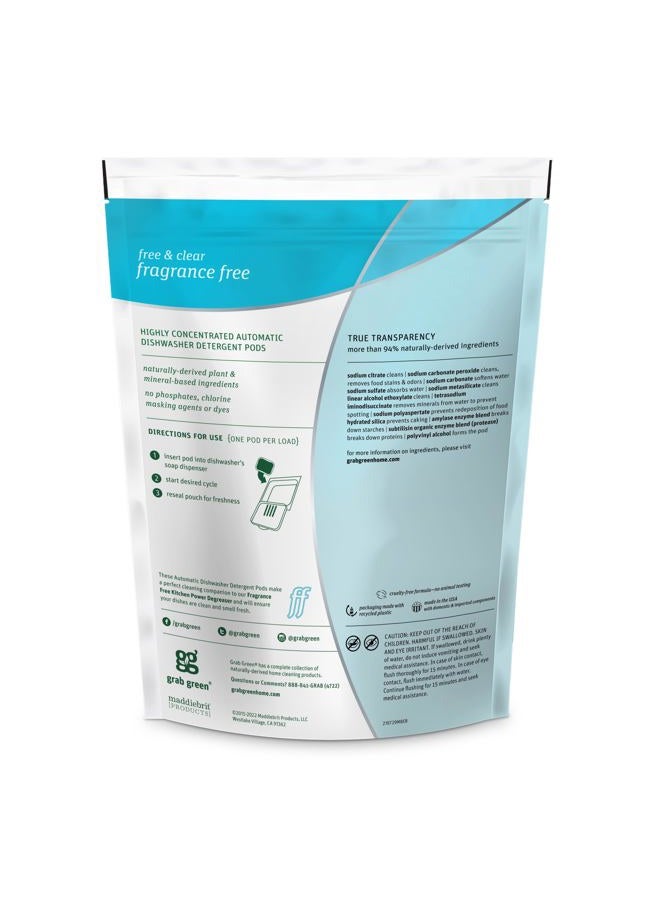 Grab Green Automatic Dishwashing Detergent Pods, 24 Count, Fragrance Free, Plant and Mineral Based, Superior Cleaning, Powerful Grease Removal, Brilliant Shine, Packaging May Vary - Image 2