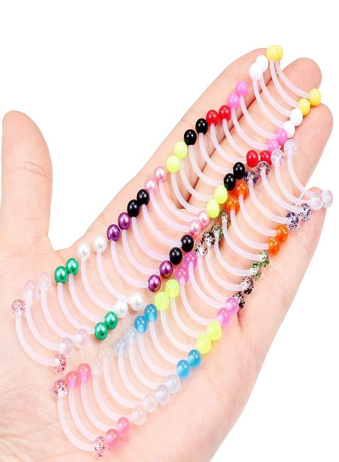 Hoeudjo 48PCS 14G Glow in The Dark Snake Eyes Tongue Rings Big Plastic Curved Barbell Nipplerings Nipple Rings Body Piercing Jewelry for Women Men 16mm (5/8 inch) - Image 3